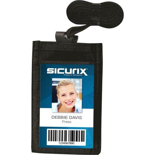 Baumgartens BAU55120 Sicurix ID Neck Pouch, Vertical, 3 3/4 x 9, Black, 1Each