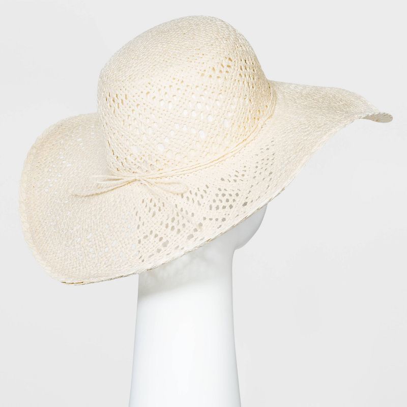 Women's Paper Straw Floppy Hat - A New Day™ White