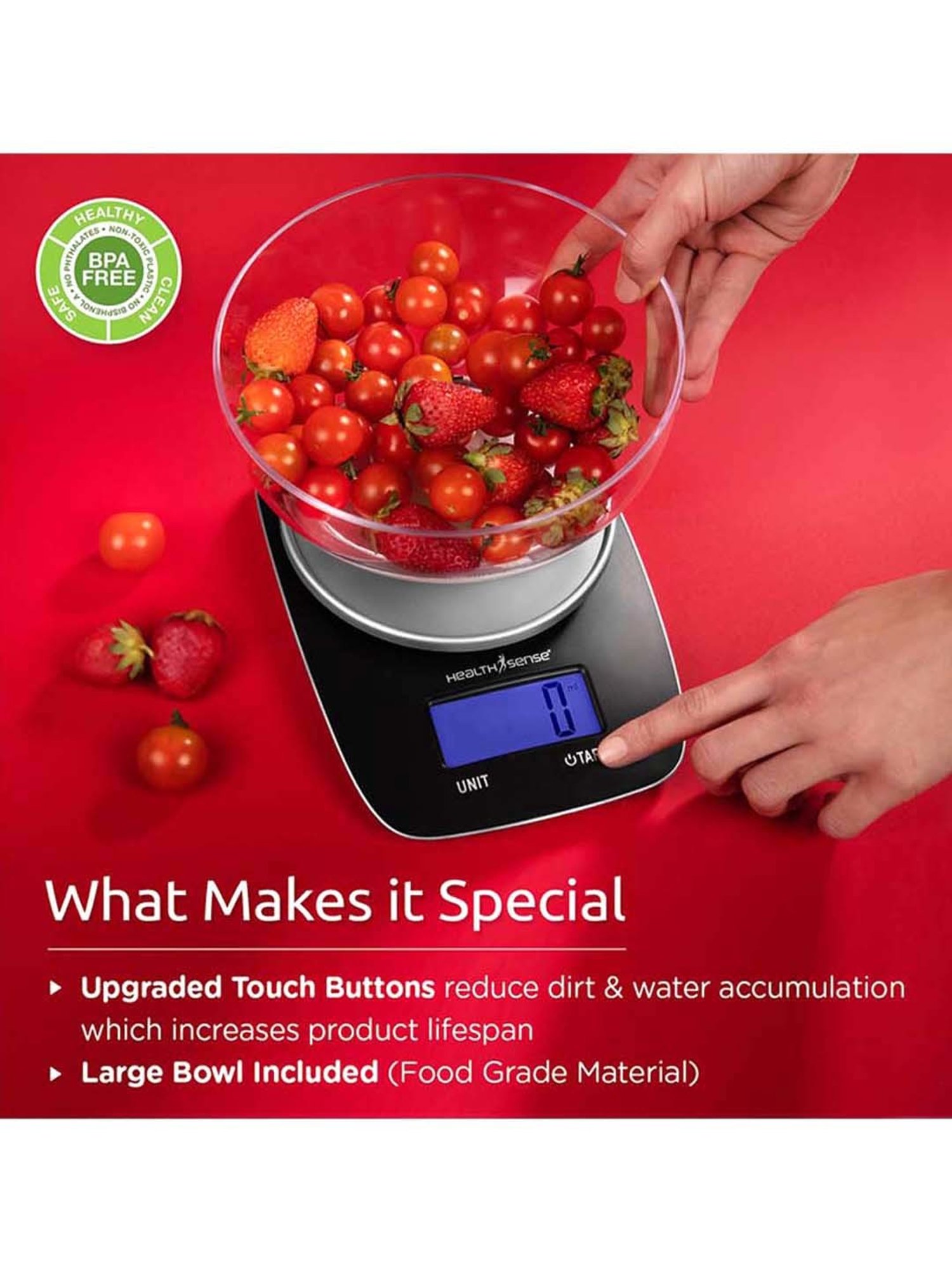 HealthSense Chef-Mate KS-33 Digital Kitchen Weighing Scale (Black)