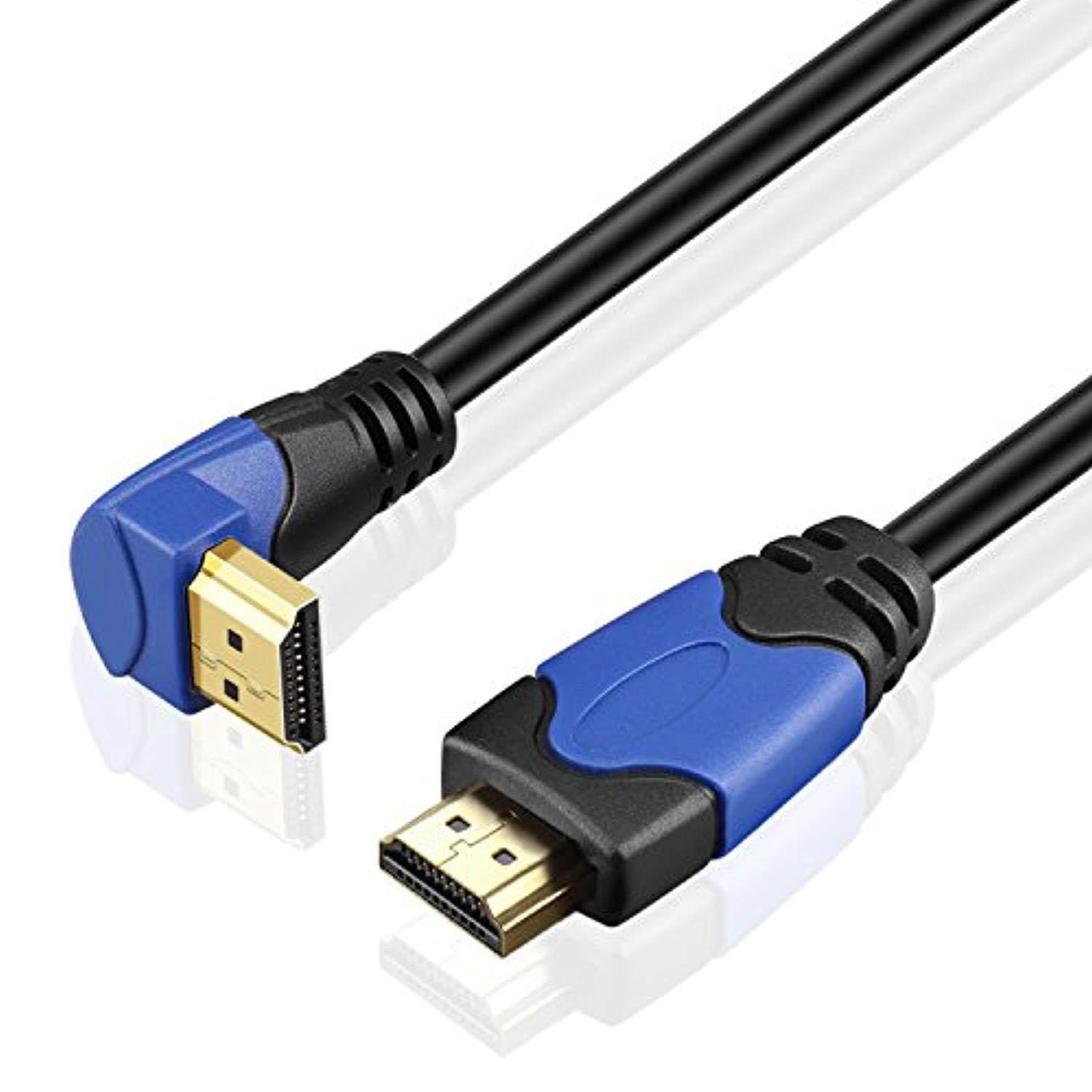 tnp 4k hdmi cable right angle 270 degree 3ft  high speed 18gbps hdmi wire cord support 4k 60hz hdr 2k 2160p 1080p 1440p 3d arc ethernet for video gaming xbox one x ps4 pro & apple tv hdtv projector