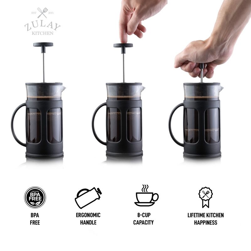 Zulay Kitchen French Press Coffee Pot and Milk Frother Set