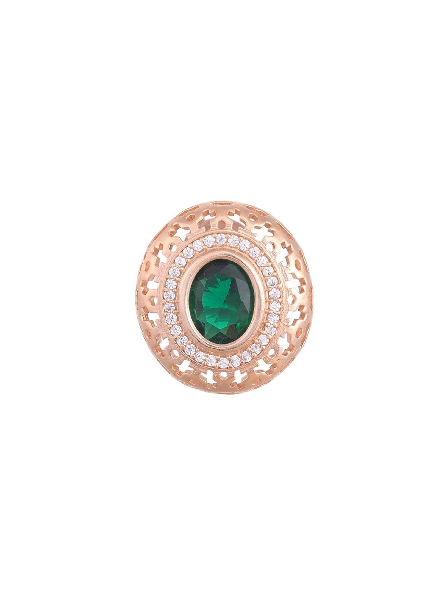 Saraf RS Jewellery Studs Rose gold AD tops Green small earrings