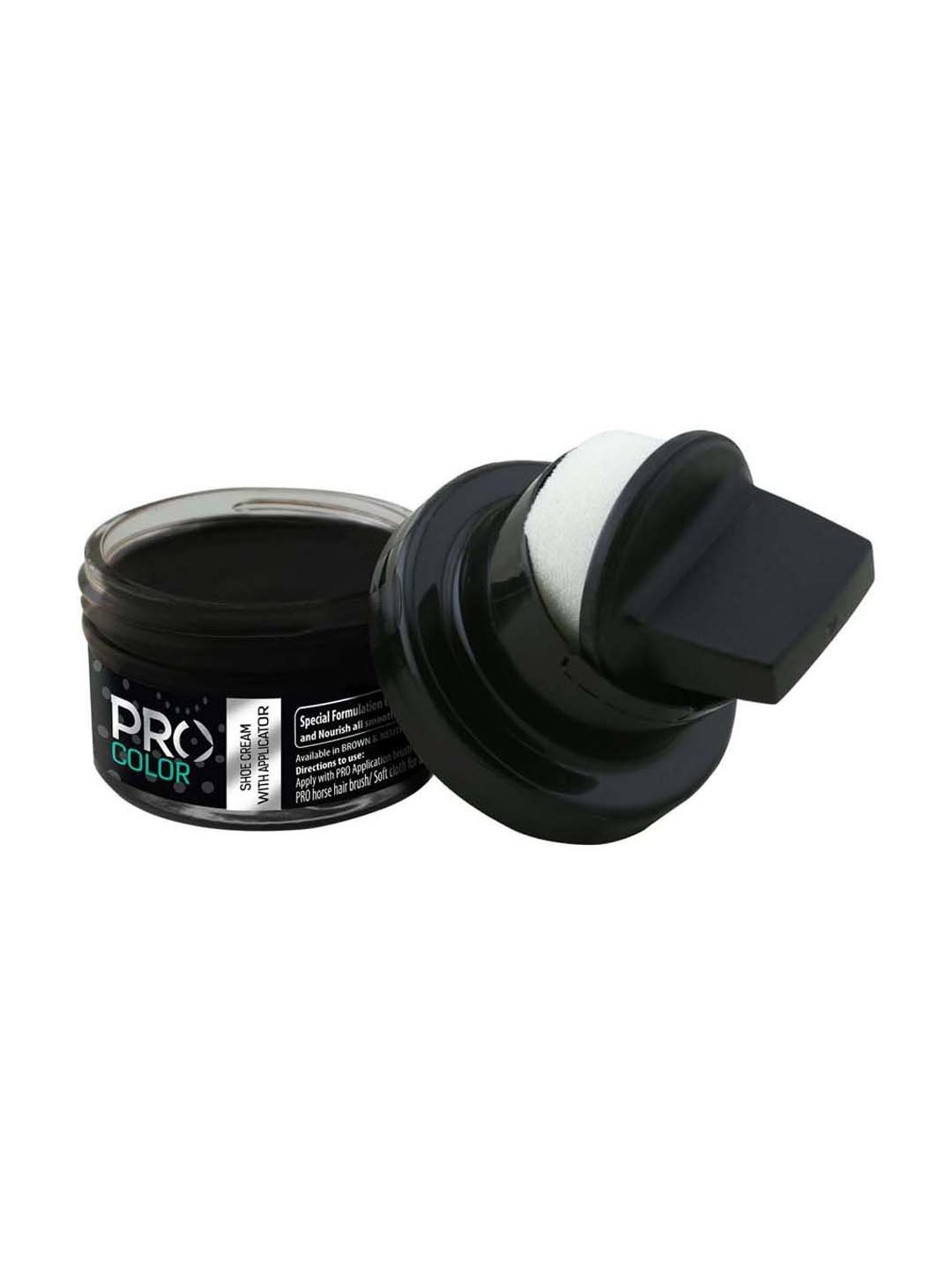 Pro Black Shoe Cream with Applicator for Smooth Leather Shoes (50ml)
