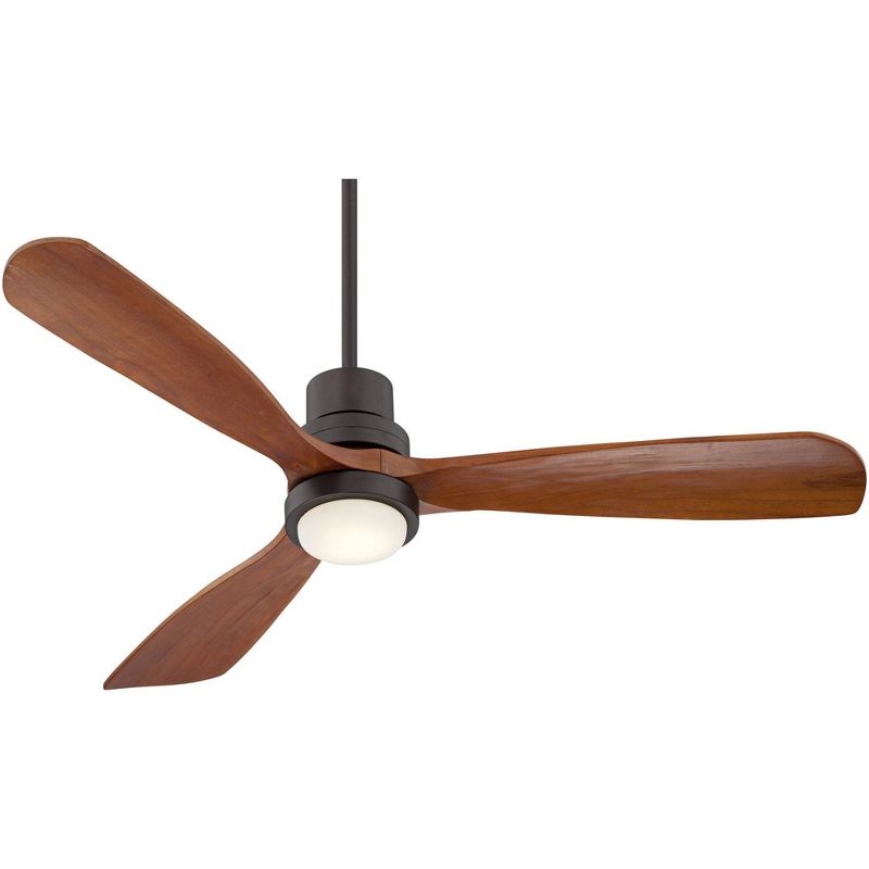 52" Casa Vieja Modern Outdoor Ceiling Fan with Light Solid Wood Delta-Wing Oil Rubbed Bronze Damp Rated for Kitchen Patio