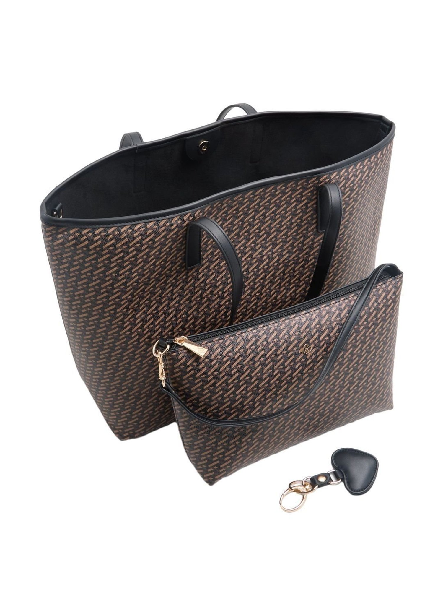 Call It Spring Brown & Black Printed Extra Large Tote Handbag