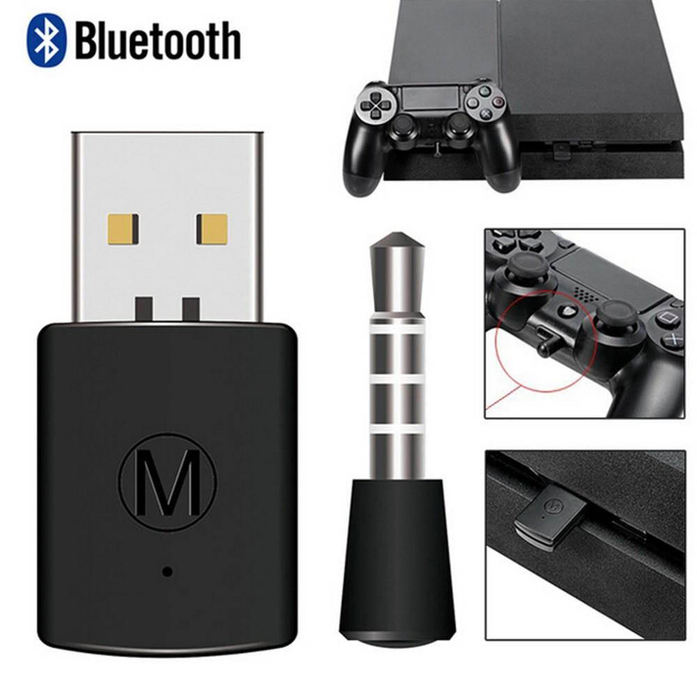 Headset Headphone Adapter with Mic Bluetooth 4.0 Dongle USB Adapter USB Dongle for PS4 Black