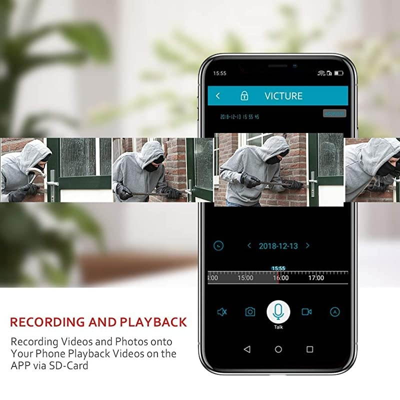 Outdoor Security Camera,  1080P WiFi Home Surveillance Weatherproof Camera with Night Vision, 2-Way Audio, Motion Detection, Works with Alexa[IPC360 App]