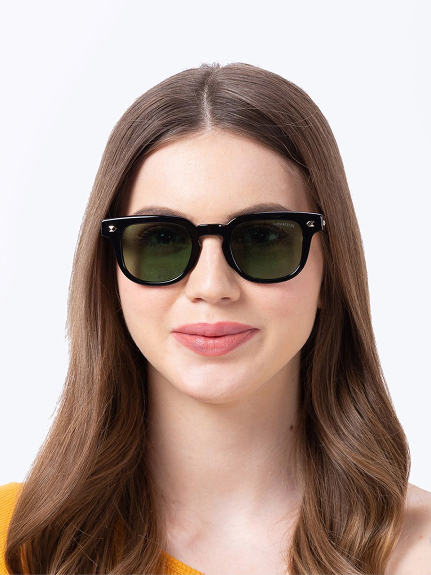 Shisen Fox Osaka Black/Crystal Square Unisex UV Protection Sunglasses -48 mm