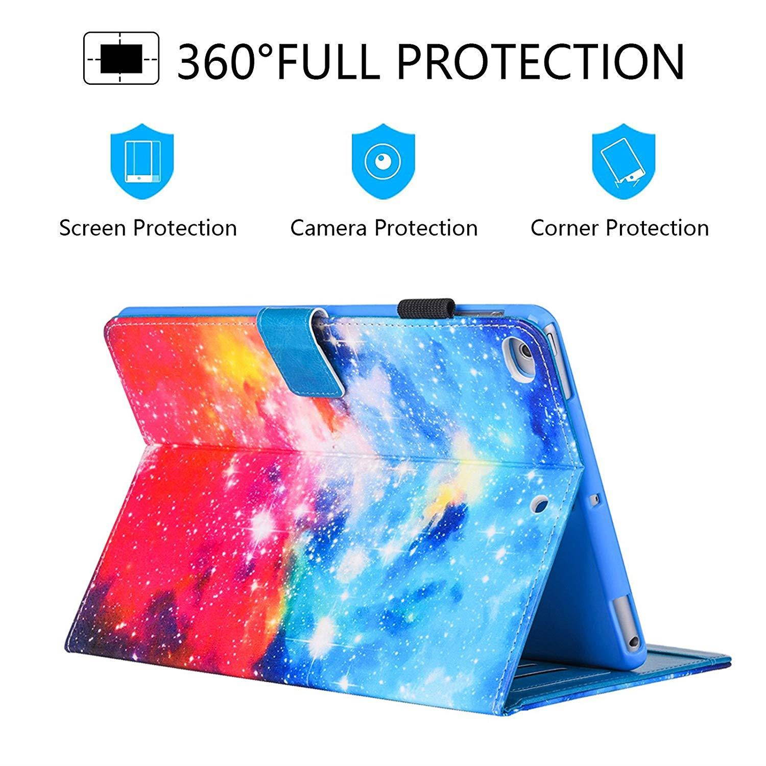 Casii iPad 5 Gen/6th Generation Case,Ultra Slim Lightweight Smart PU Leather Folio Stand Cover with Auto Sleep/Wake Card Slots Pencil Holder for 9.7" iPad 2018/2017 iPad Air/Air2,Colorful Starry Sky