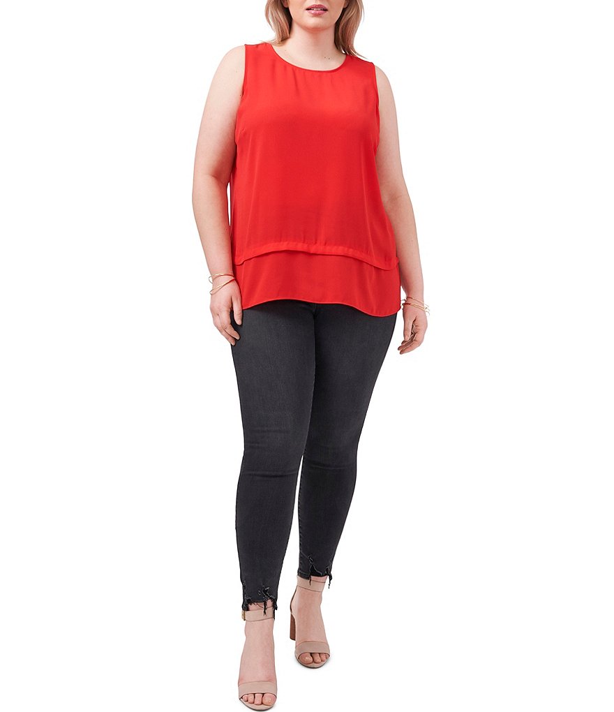Bryn Walker Plus Size Pira Ponti Sleeveless Jewel Neck Oversized Tank