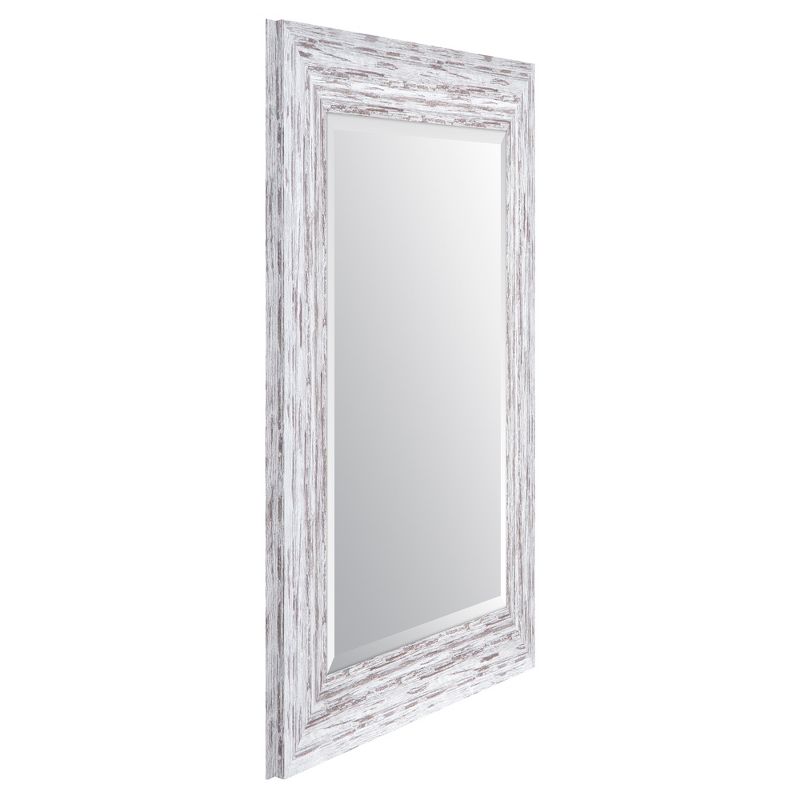 16"x20" Distressed Scoop Framed Beveled Wall Accent Mirror White - Gallery Solutions