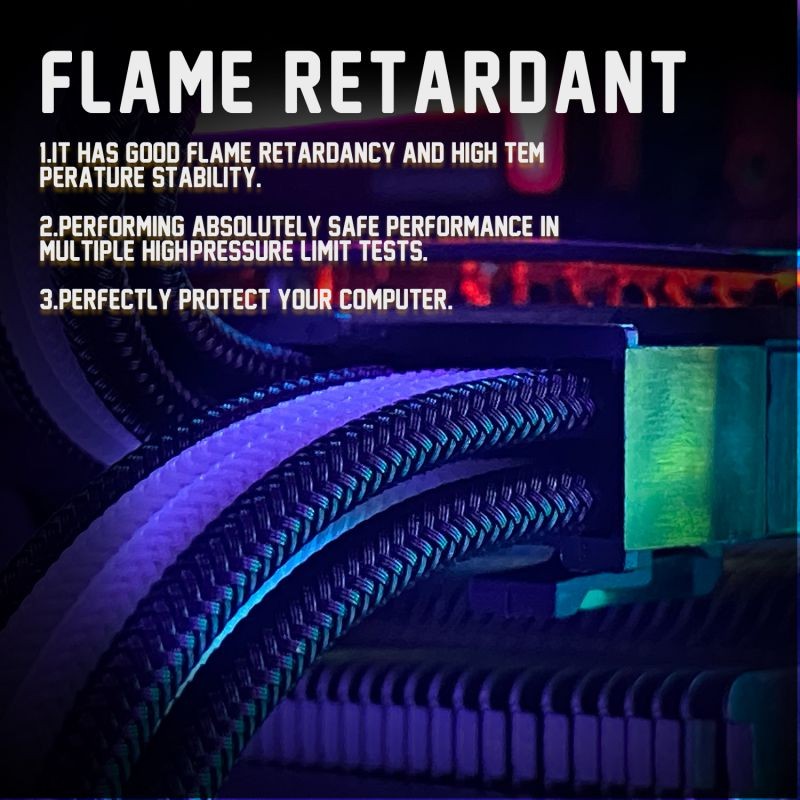 Graphics Card 6+2Pin 8Pin Male to Male Adapter Power Cable for Great Wall Dragon Module Power Supply with Net Cover,Black,about 58cm