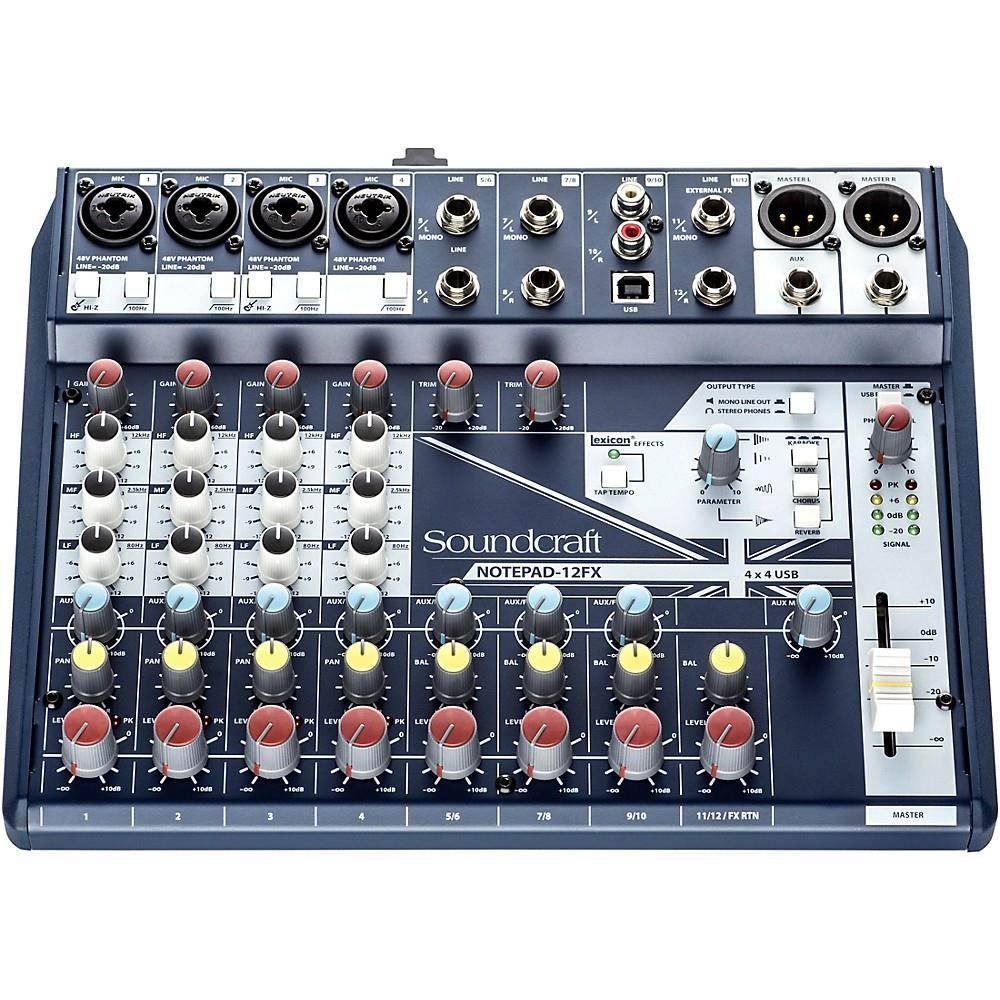 Soundcraft NOTEPAD-12FX; 12CH DESKTOP MIX MIXER W/ USB, 3 BAND EQ AND LEXICON EFFECTS
