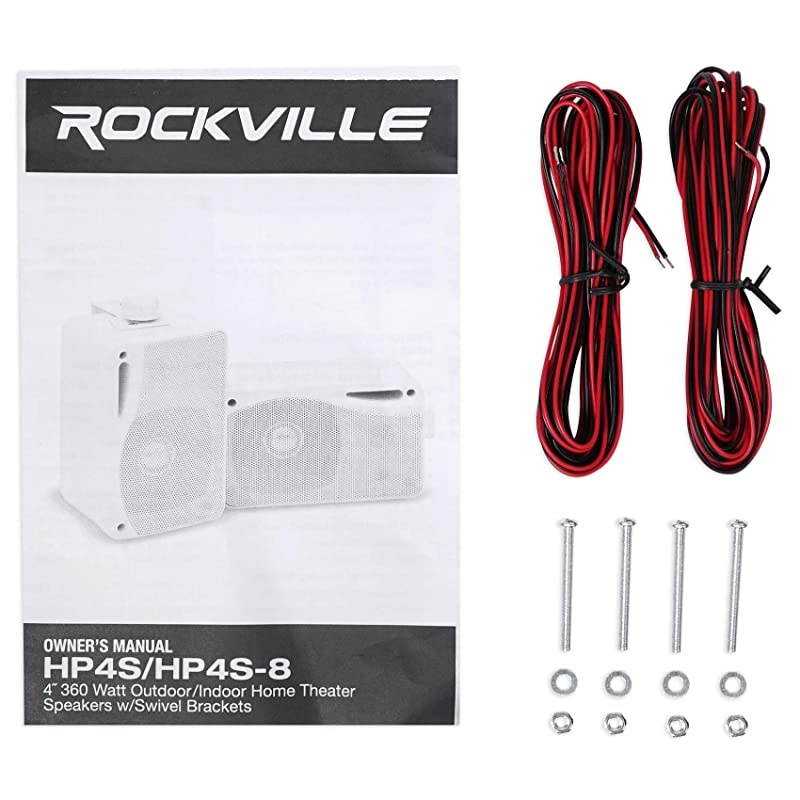 Pair  HP4S-8 4" Outdoor/Indoor Home Theater Speakers w/Swivel Bracket