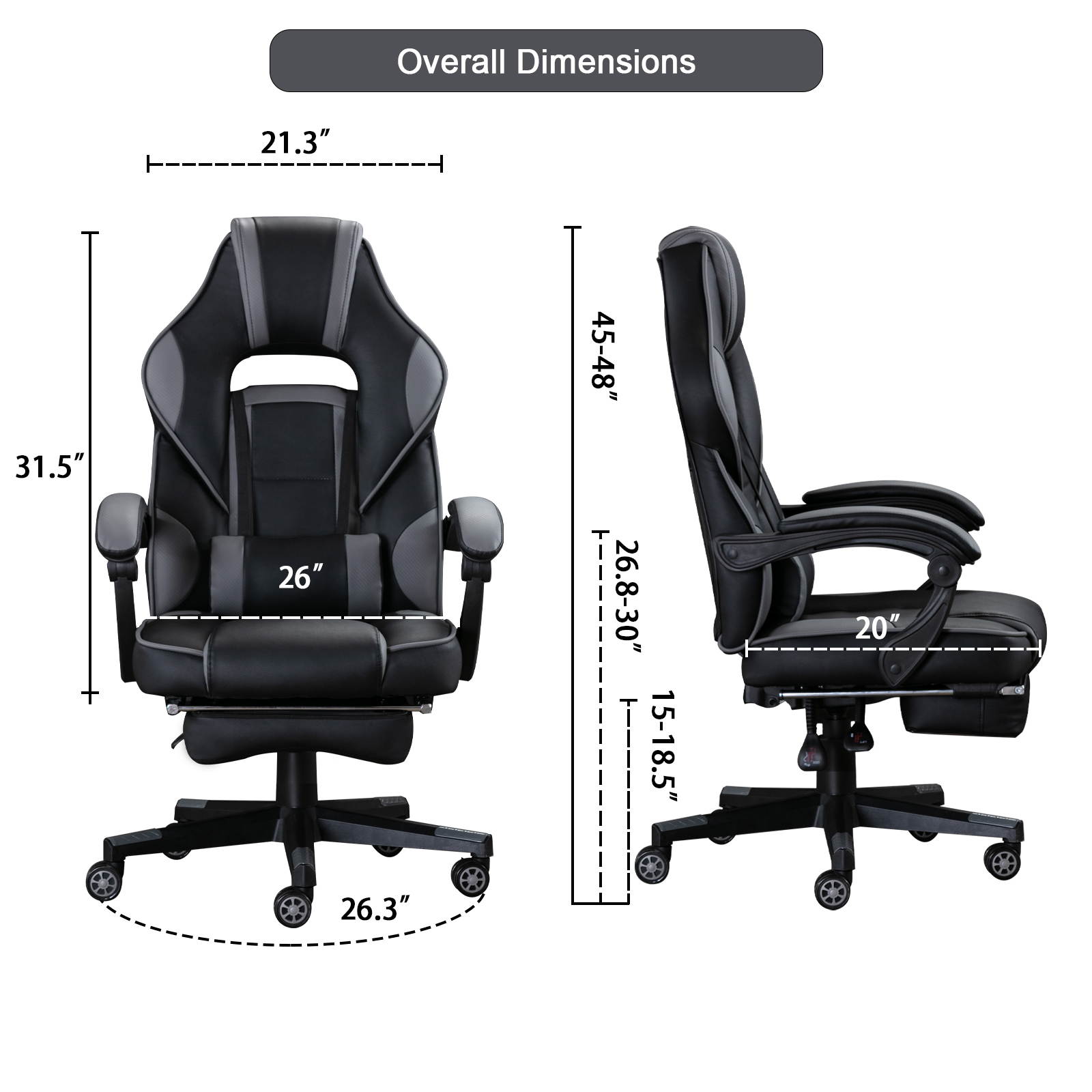 Massage Computer Gaming Chair, Adjustable Lumbar Support PU Leather Swivel Racing Style Video Game Chairs