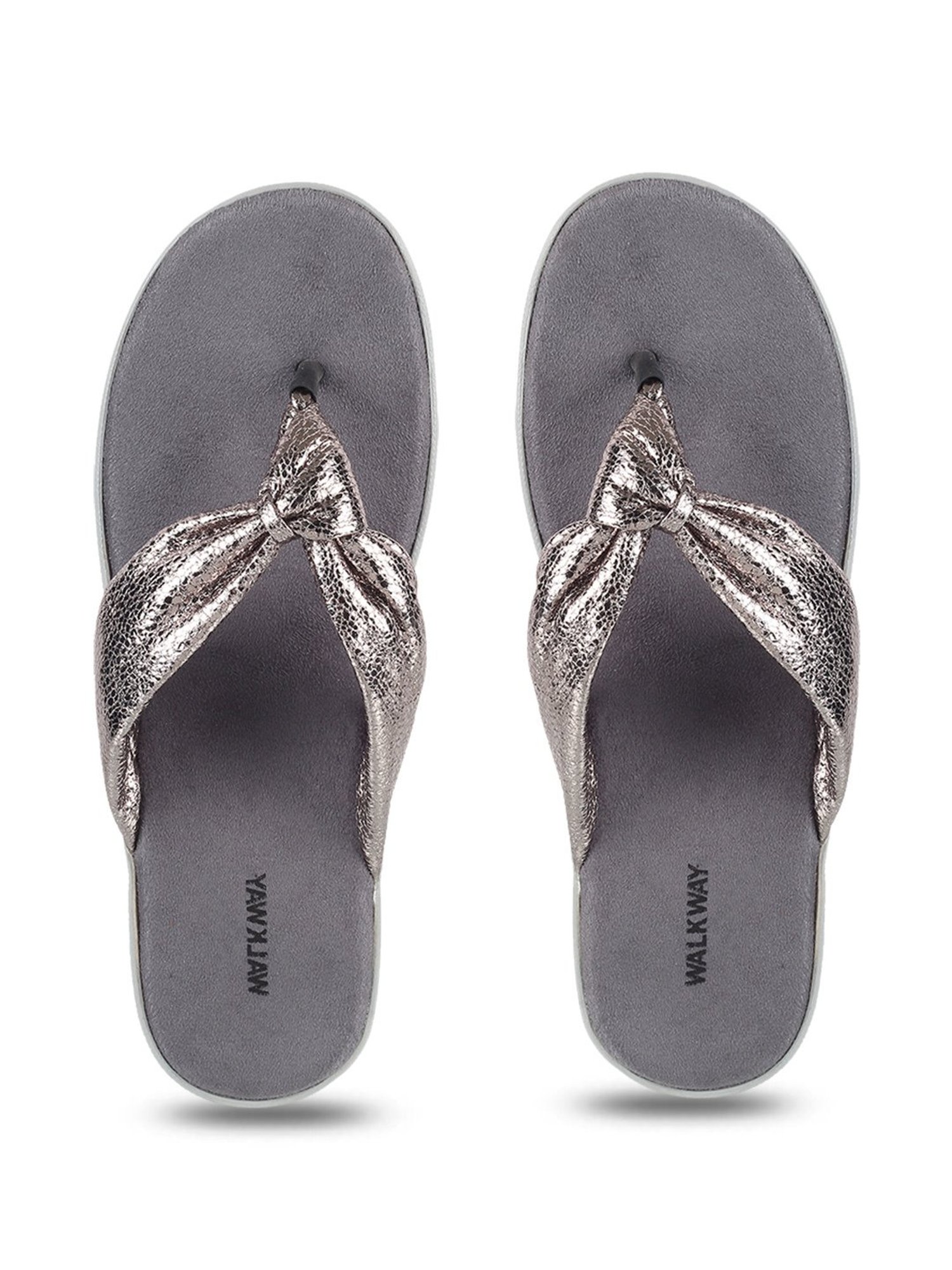 Walkway Women's Gun Metal Wedge Flip Flops