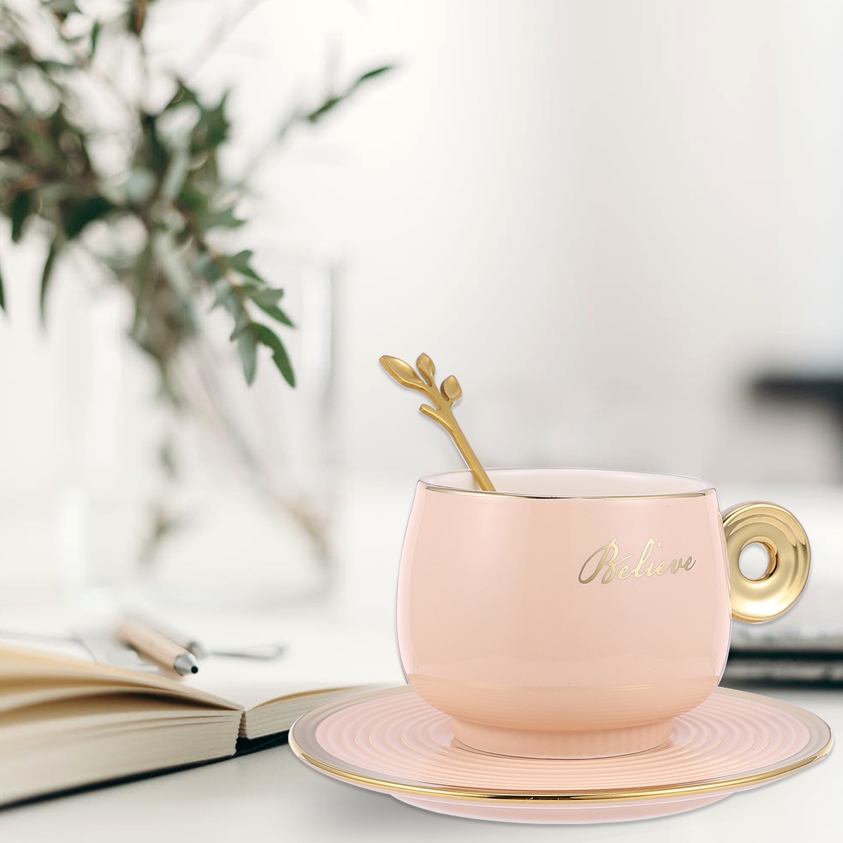 1Pc 240ML Household Ceramic Mug Water Cup Coffee Cup