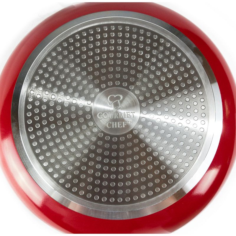 Gourmet Chef 8 Inch Non Stick Fry Pan with Induction Base - Red