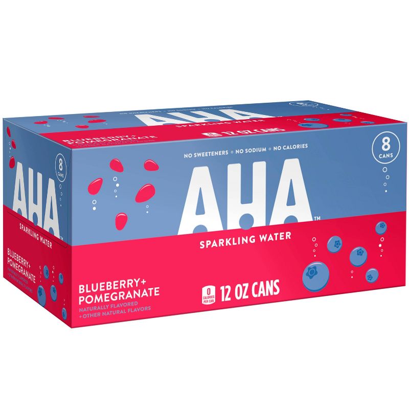 AHA Blueberry + Pomegranate Sparkling Water - 8pk/12 fl oz Cans