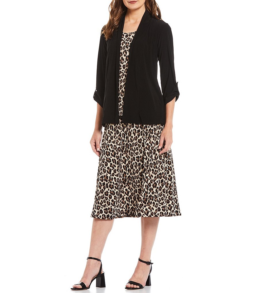 Ali Miles Petite Size Long Roll-Tab Sleeve Round V-Neck Pucker Knit Asymmetrical Tunic