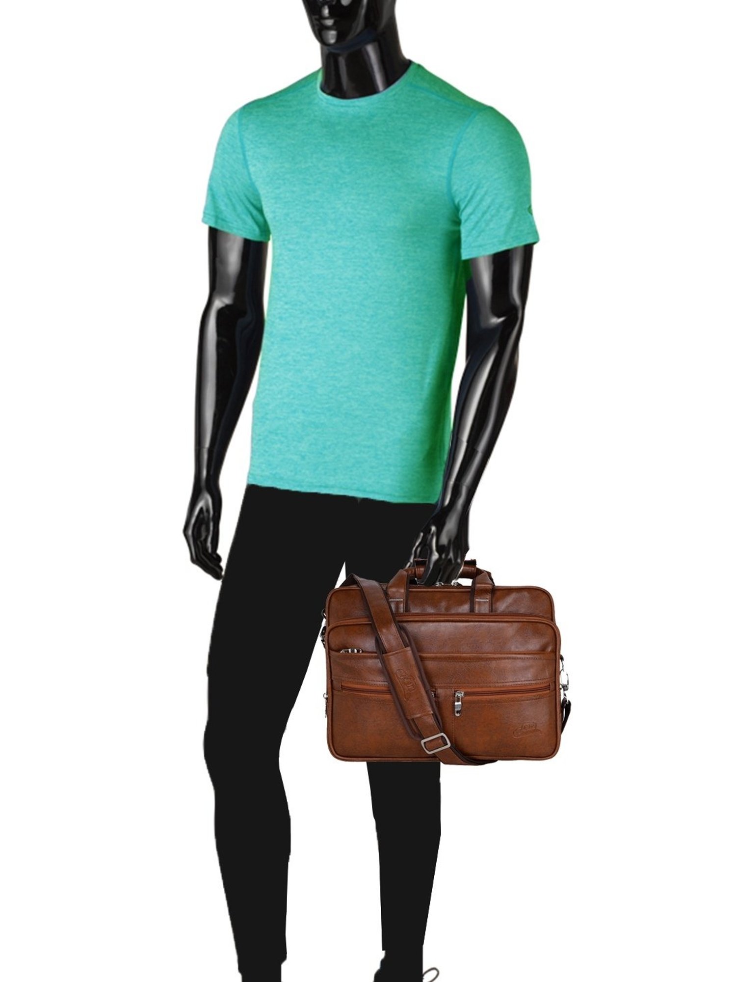 Leather World Tan Synthetic Medium Laptop Messenger Bag