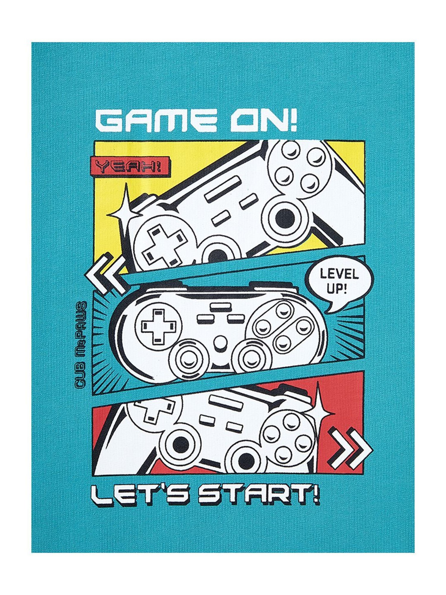 Cub McPaws Kids Teal Blue & Yellow Cotton Printed Full Sleeves Sweatshirt