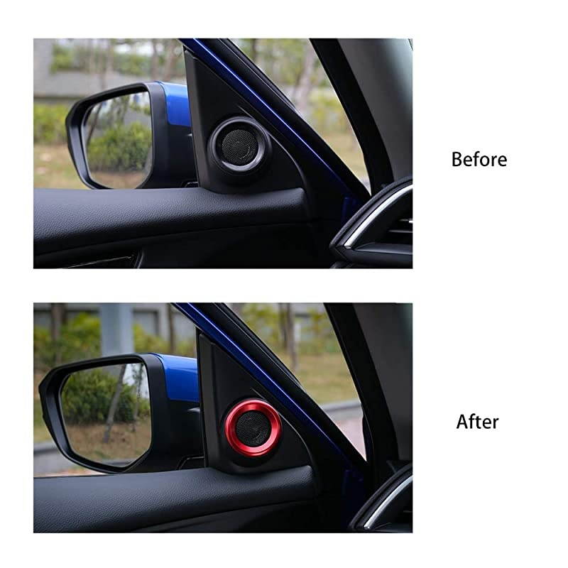 for 10th Gen Civic Door Audio Speaker Rings Anodized Aluminum APillar Loudspeaker Decorations Circle Trims for Honda Civic 2016 2017 2018 2019 Red