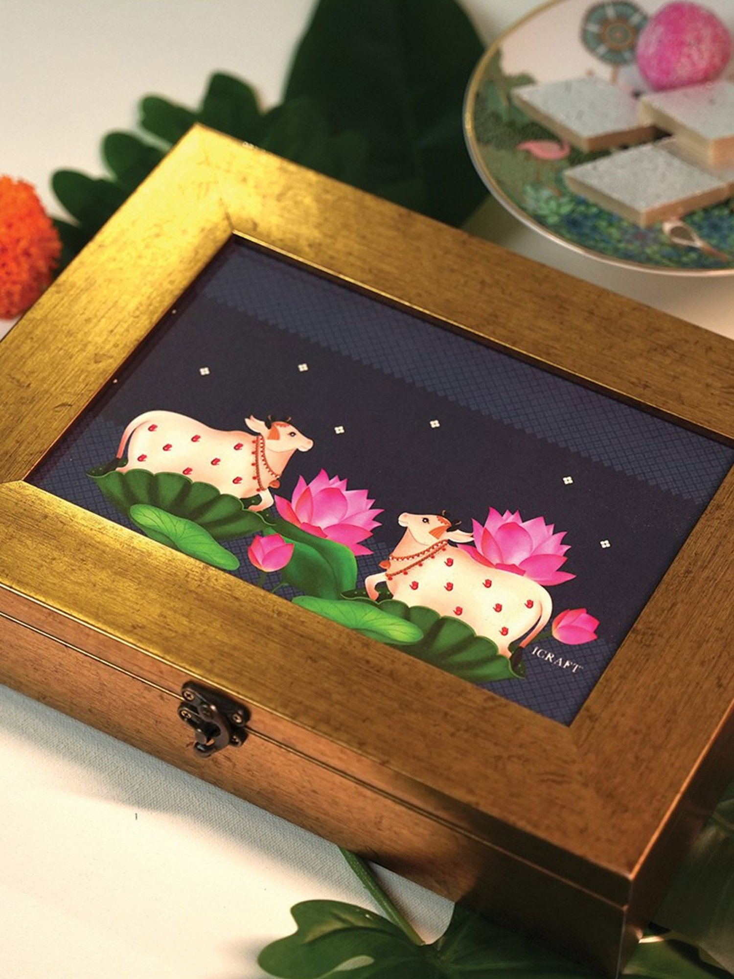 ICraft Multicolour MDF Board Neel Tea Box Large