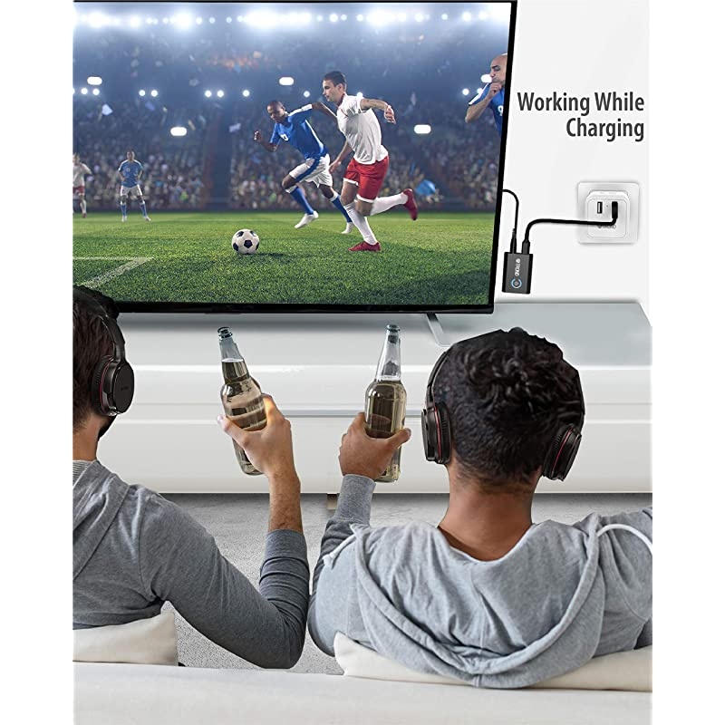 Bluetooth V50 Transmitter Receiver for TV PC iPod 2in1 Wireless 35mm Adapter AptX Low Latency Pair with 2 Bluetooth Headphones Simultaneously