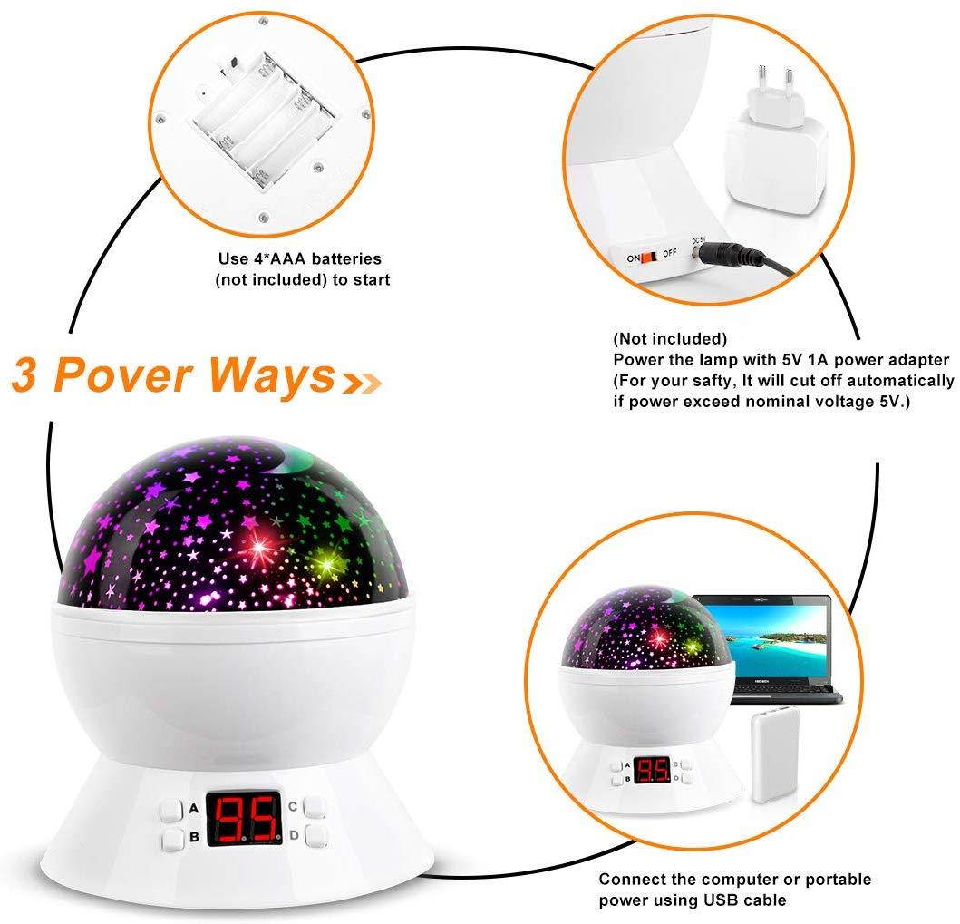 MOKOQI Star Projector Night Lights for Kids with Timer, Gifts for 1-14 Year Old Girl and Boy, Room Lights for Kids Glow in The Dark Stars and Moon can Make Child Sleep Peacefully and Best Gift-White