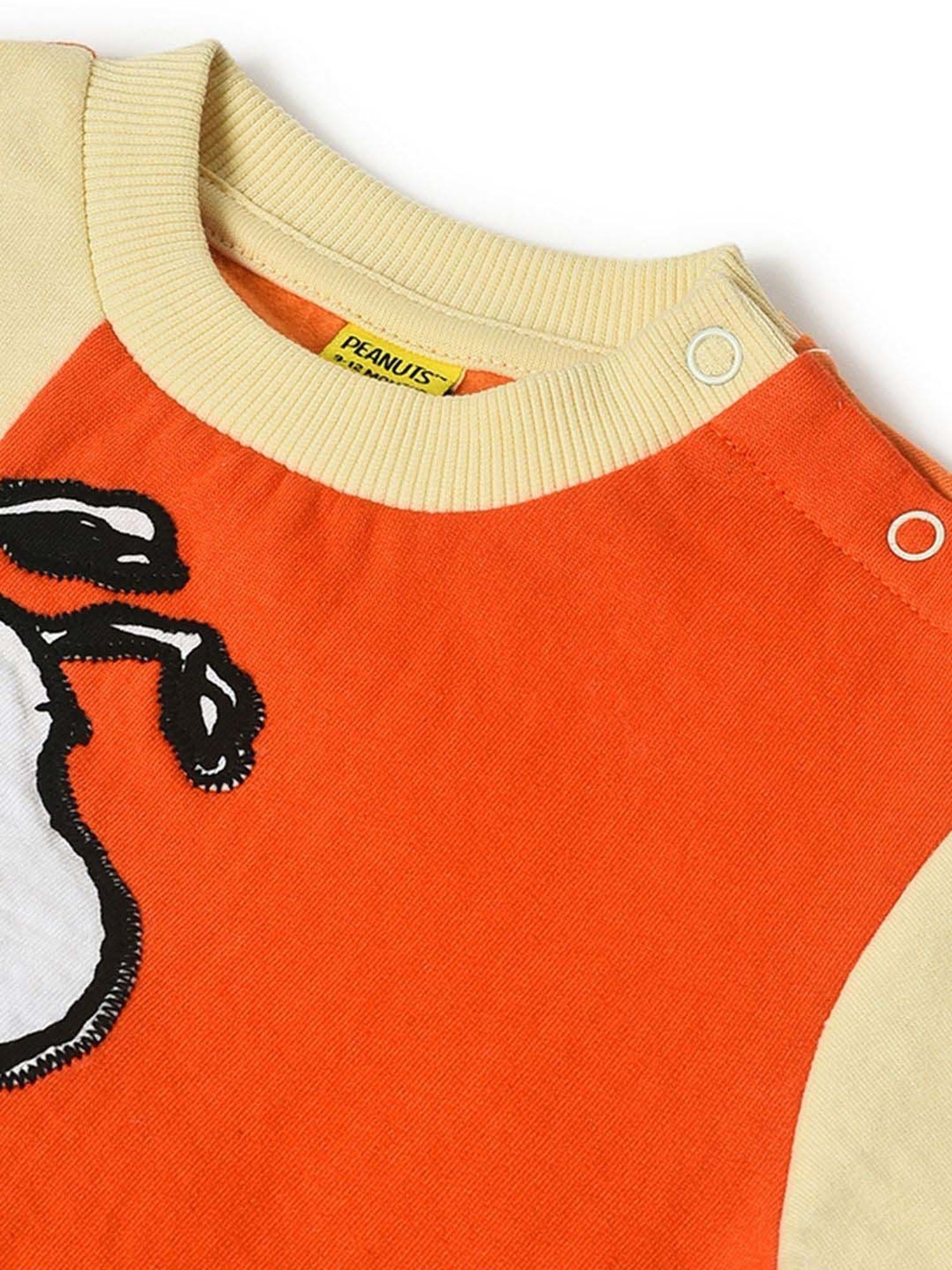 MiArcus Kids Cream & Orange Cotton Color Block Full Sleeves Sweatshirt