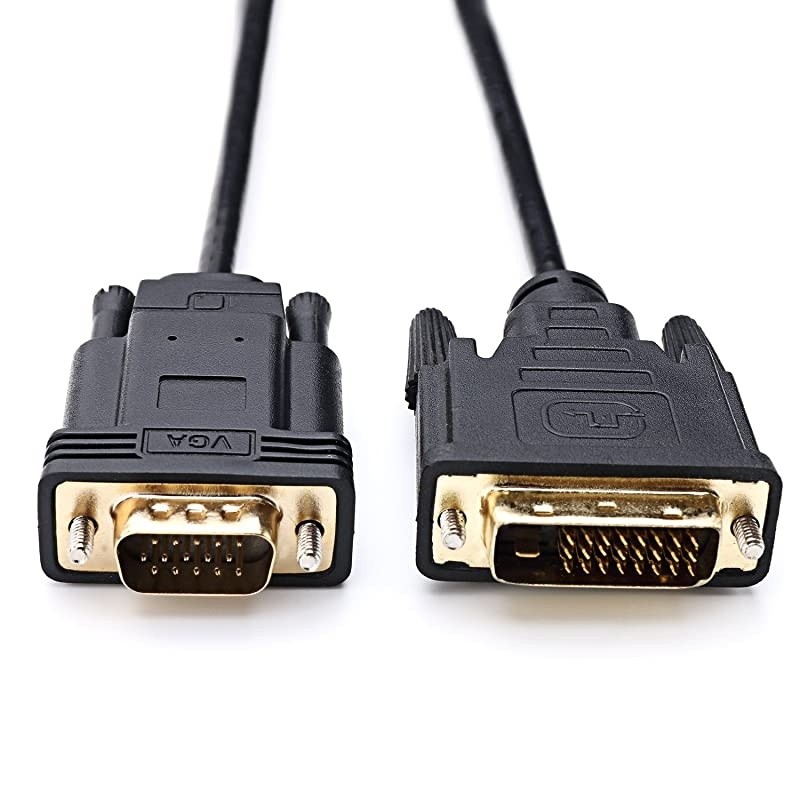 DVI to VGA DVI 24+1 DVID M to VGA Male with Chip Active Adapter Converter Cable for PC DVD Monitor HDTV 2M Black