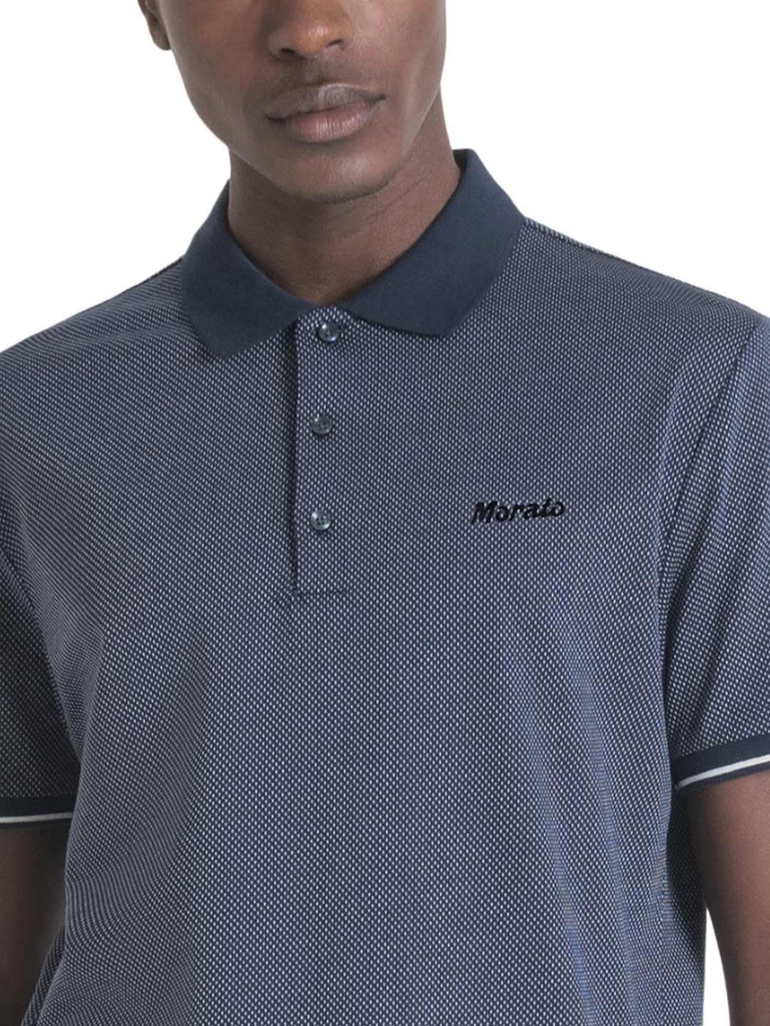 Antony Morato Blue Cotton Slim Fit Polo T-Shirt