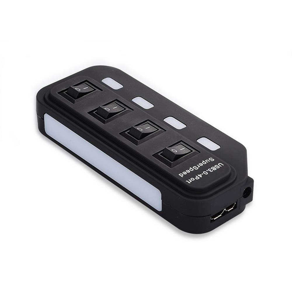 axGear USB 3.0 HUB 4 Port High Speed Data Transfer With Power Adapter LED On / Off Switch