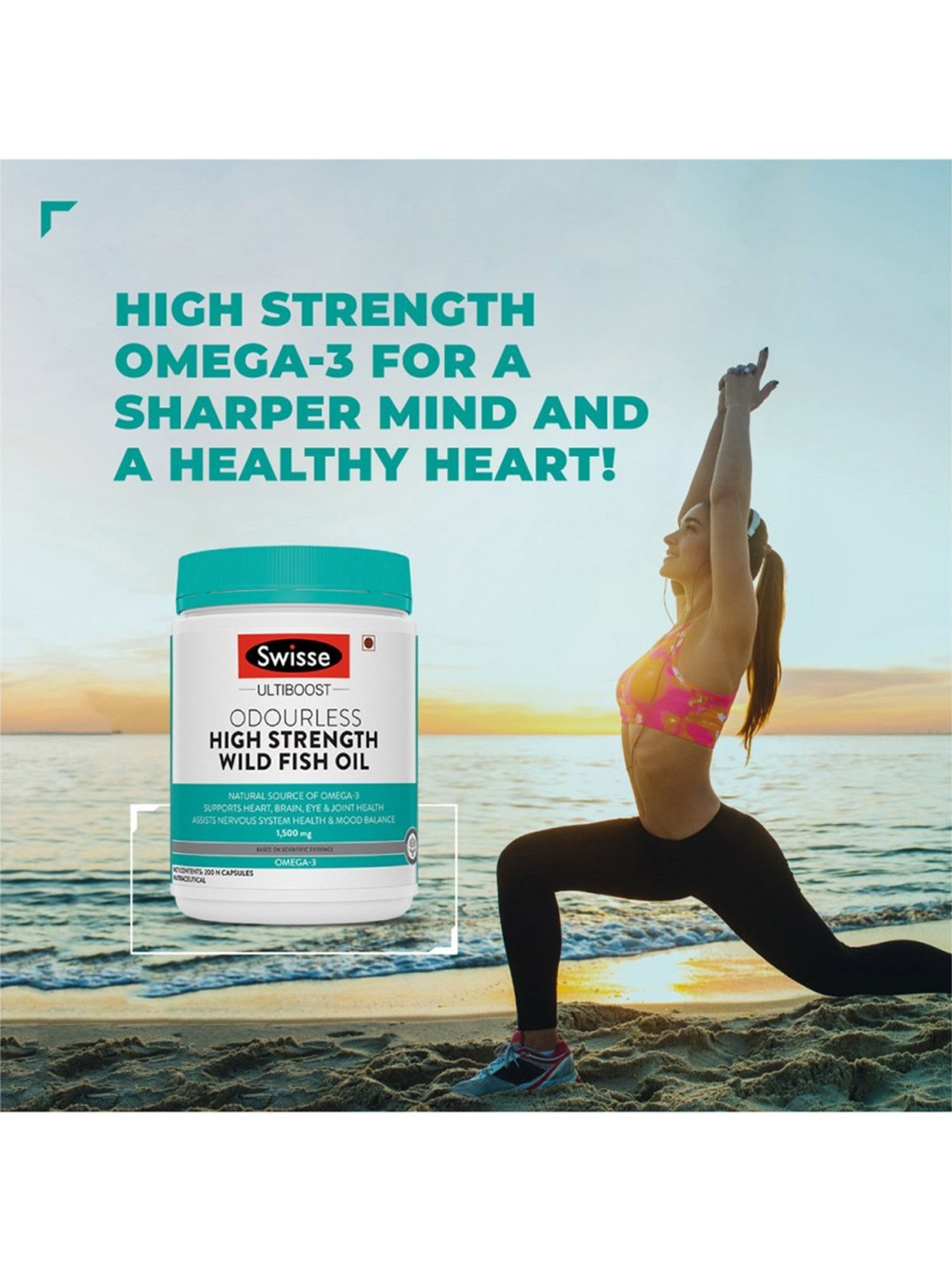 Swisse Ultiboost Odourless High Strength Wild Fish Oil - 200 Tablets