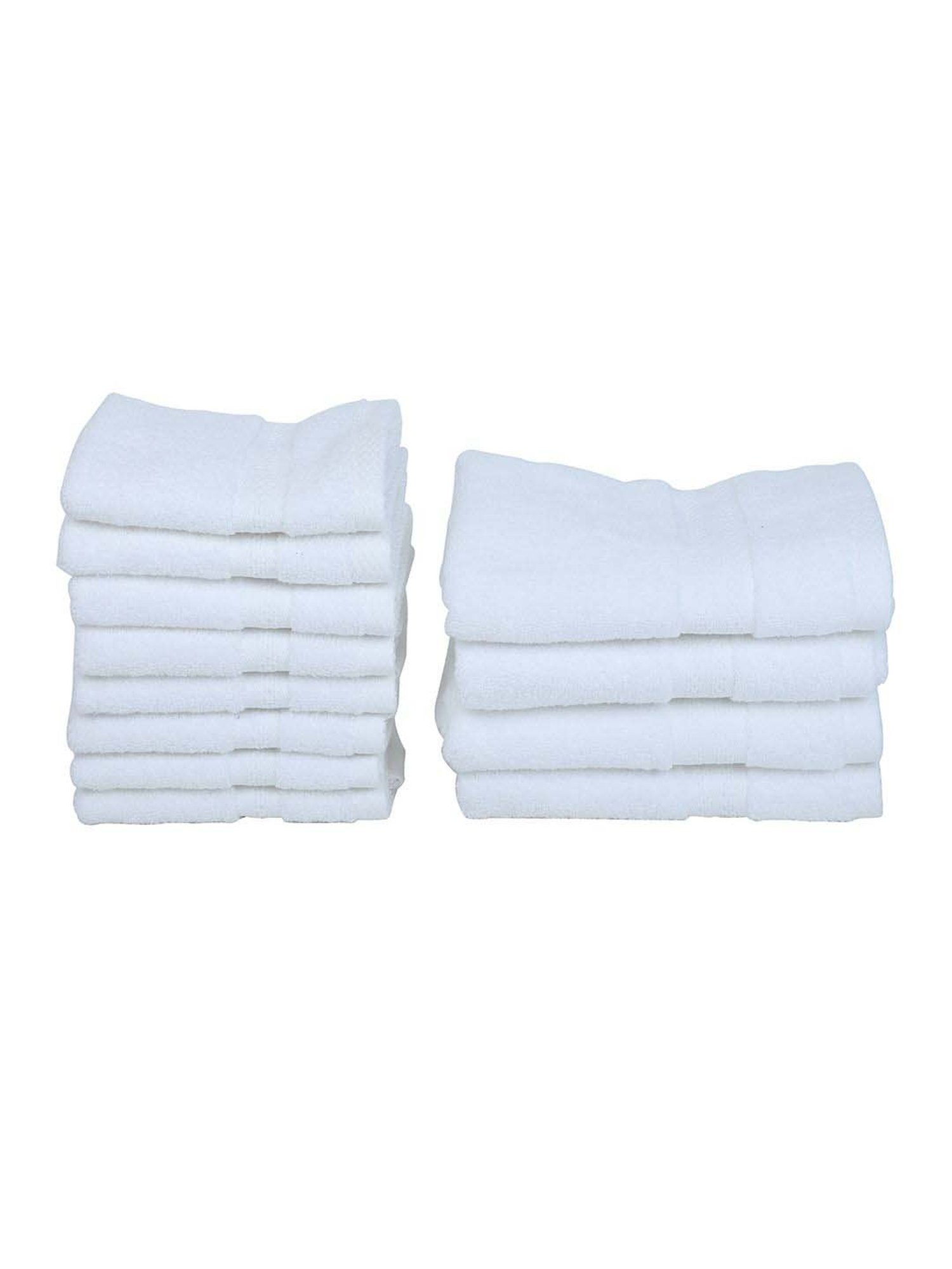 BIANCA [12pc] Zero-Twist 100% Cotton Ultra-Fluffy Towels -4pc Hand, 8pc Face (paradiso) solid-white