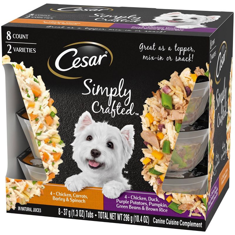 Cesar Simply Crafted Chicken & Duck Wet Dog Food Complement - 1.3oz/8ct Variety Pack