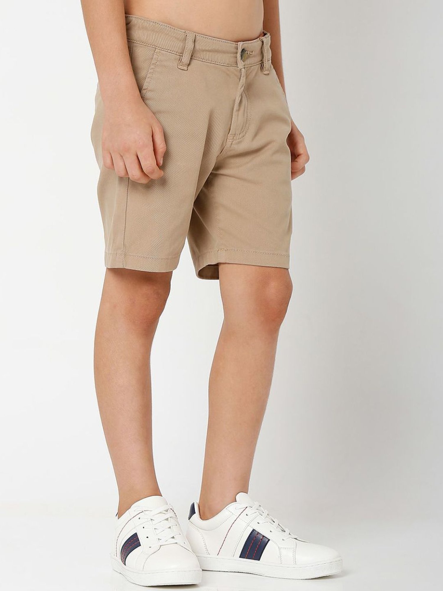 Gas Kids Beige Cotton Slim Fit Shorts