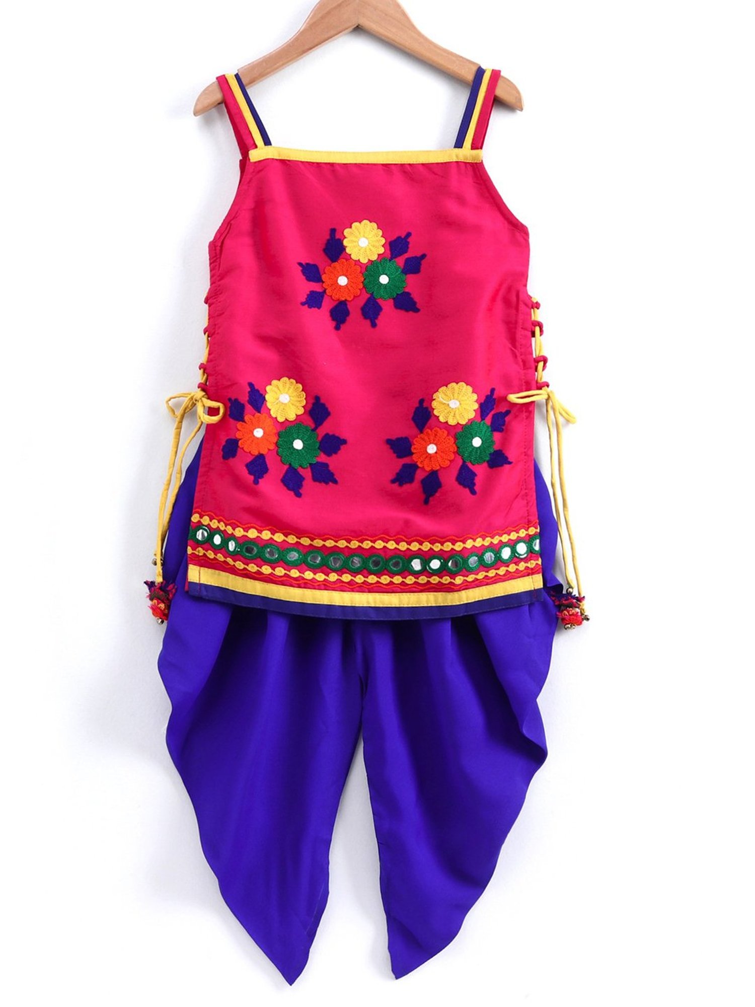 TWISHA Kids Pink & Blue Embroidered Kurta with Dhoti