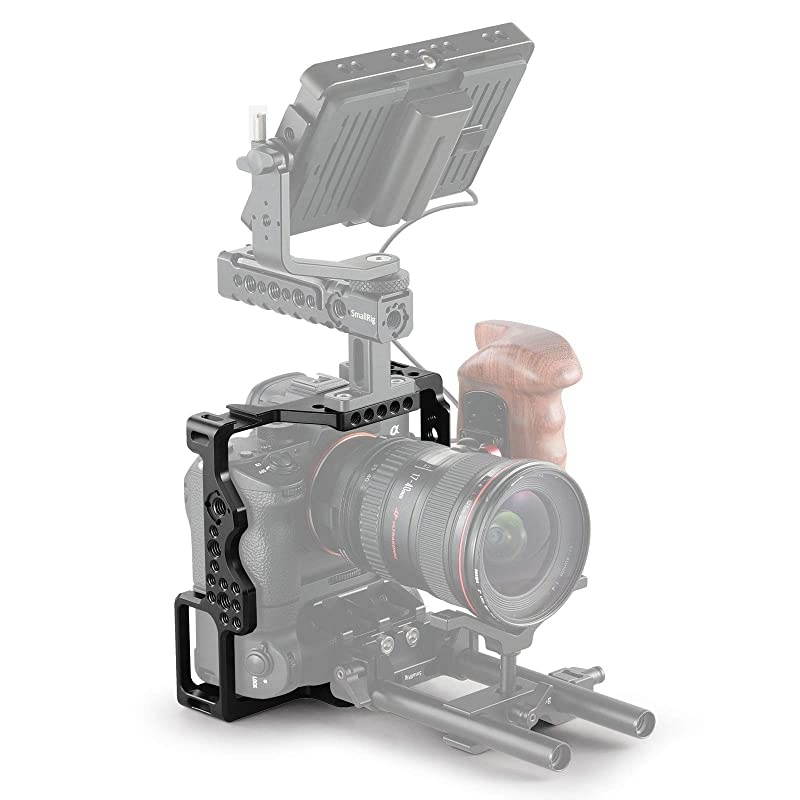 Camera Cage for Sony A7R III/A7 III with VG-C3EM Vertical Battery Grip w/Cold Shoe, NATO Rail and 3/8'' Locating Holes for ARRI Standard - 2176