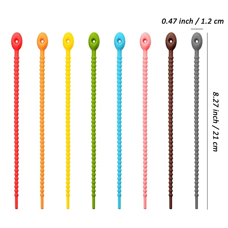Pieces Colorful Silicone Ties Bag ClipCable Straps Bread Tie Reusable Rubber Twist Tie AllPurpose Silicone Ties Cable TiesSilicone CordHousehold Snake Ties Bag Sealing Clips