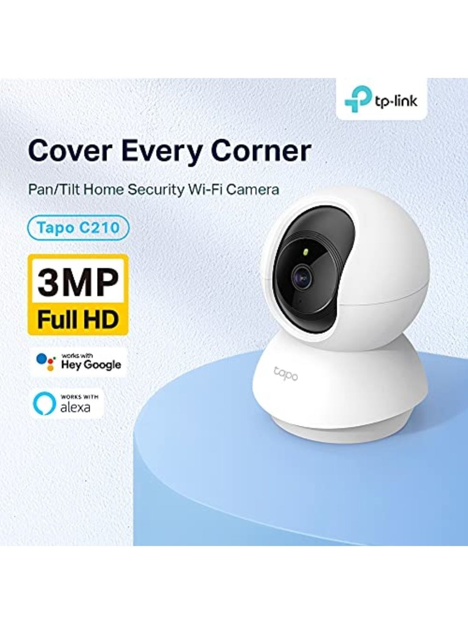 TP-Link Tapo C210 360 3MP Ultra-High-Definition Pan-Tilt Smart Wi-Fi Security Camera CCTV (White)