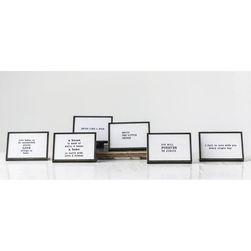Set of 6 Sayings Metal and Glass Table Frames with Sayings Gray - 3R Studios