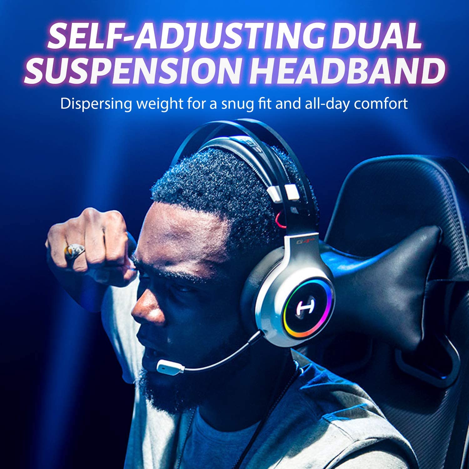 Edifier G4 TE Gaming Headset for PC, PS4, 7.1 Surround Sound Gaming Headphones with Noise Canceling Microphone, USB Over-Ear Headphone Wired with RGB Light, 50mm Driver for Mac, Laptop,Black