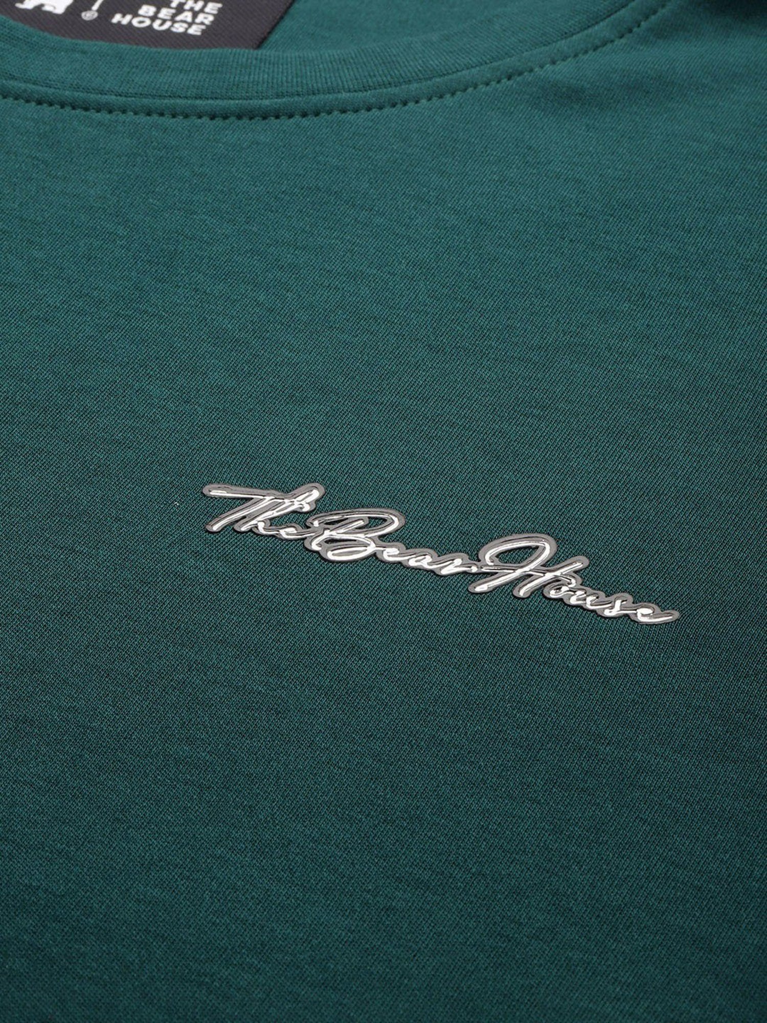 The Bear House Teal Cotton Slim Fit Colour-Block Tracksuit