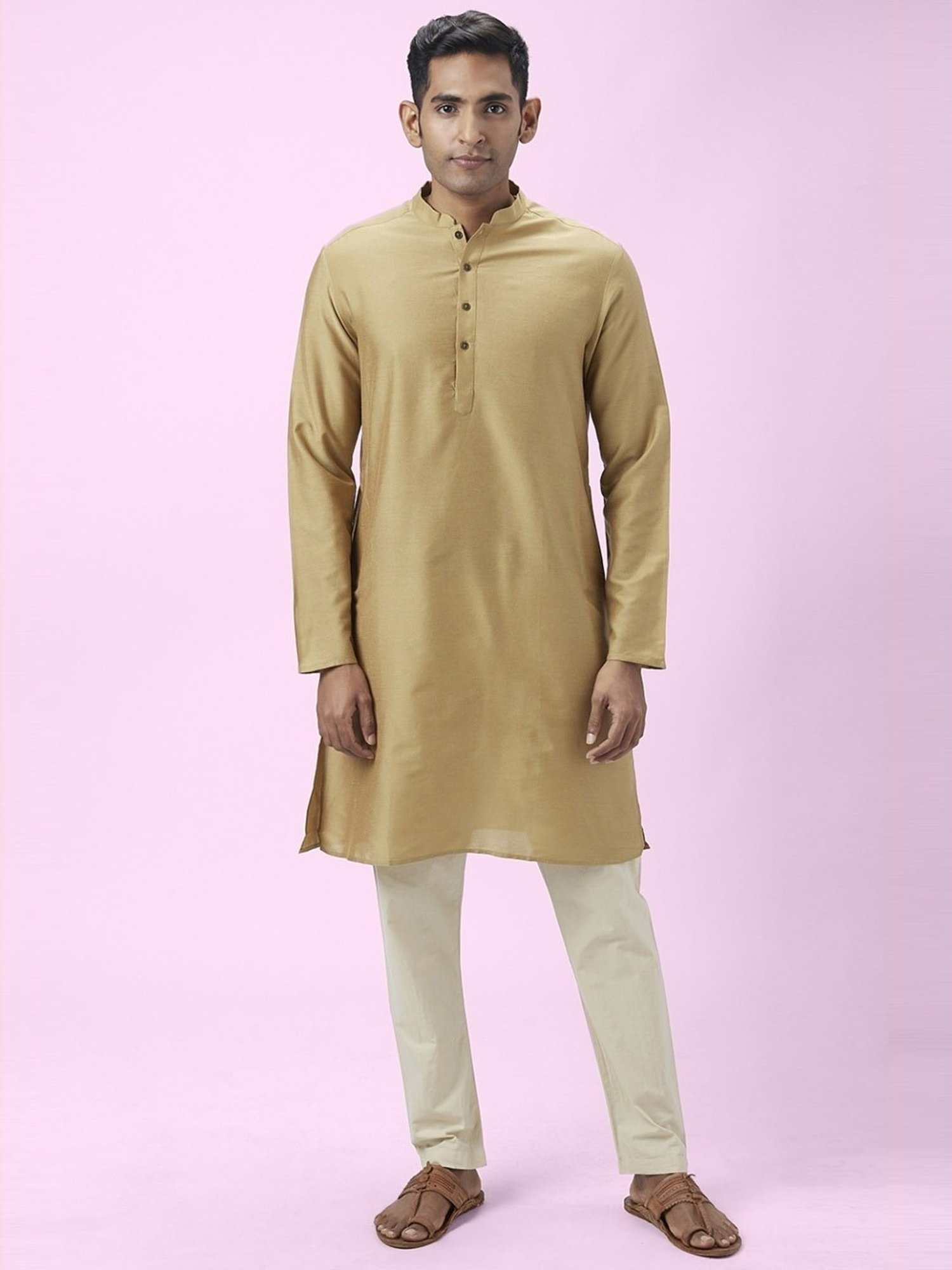 Indus Route By Pantaloons Rust Regular Fit Self Pattern Kurta Set With Bottom
