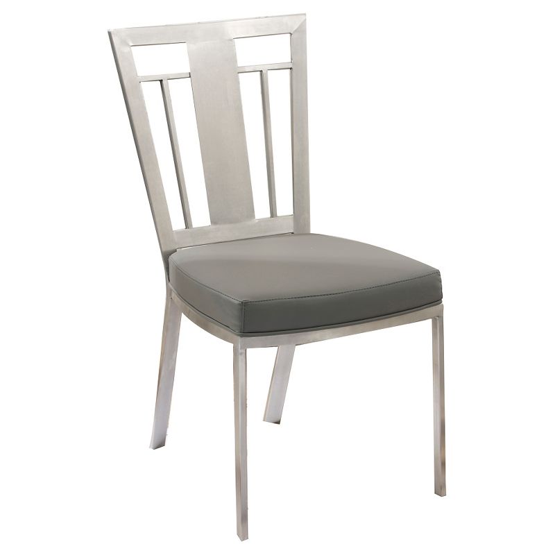 Set of 2 Cleo Contemporary Dining Chair - Gray And Stainless Steel - Armen Living