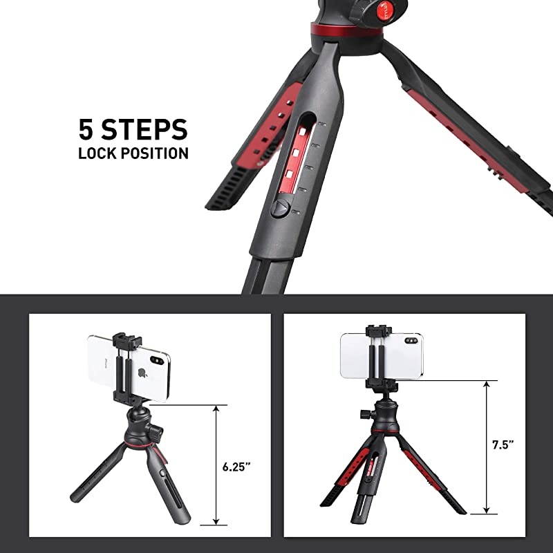 Journalist MK II Mini Tripod Smartphone Stabilizer Rig Hand Grip Table Tripod Rotatable Ball Head Adjustable Leg DSLR Mirrorless Camera iPhone Samsung Galaxy Google Pixel