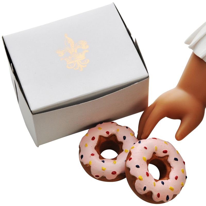 18" Doll Food Kitchen Accessories - 2pc Strawberry Doughnuts & Real Bakery Box