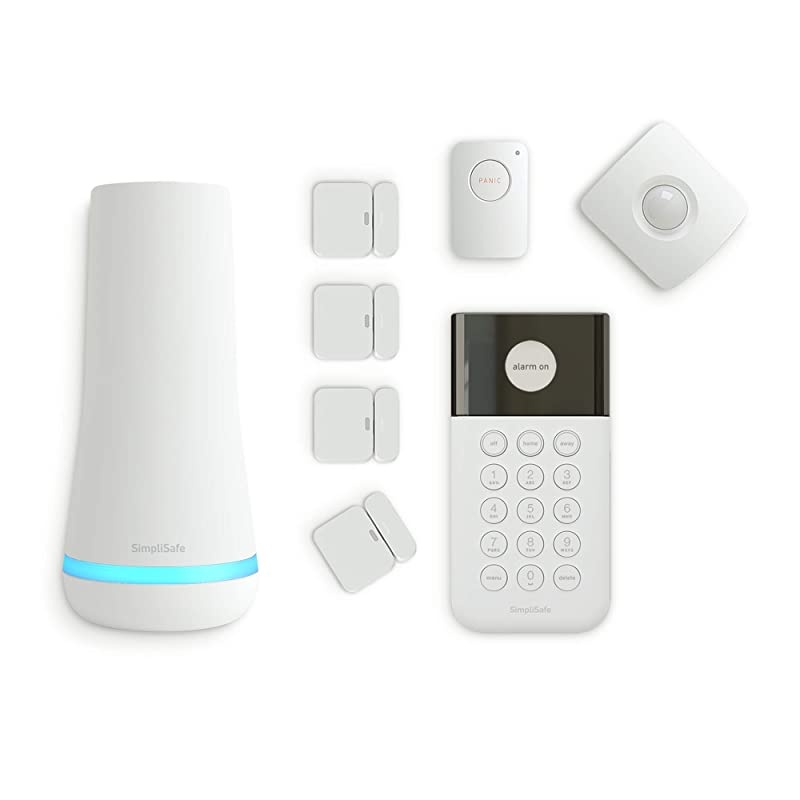 8 Piece Wireless Home Security System - Optional 24/7 Professional Monitoring - No Contract - Compatible with Alexa and Google Assistant , White